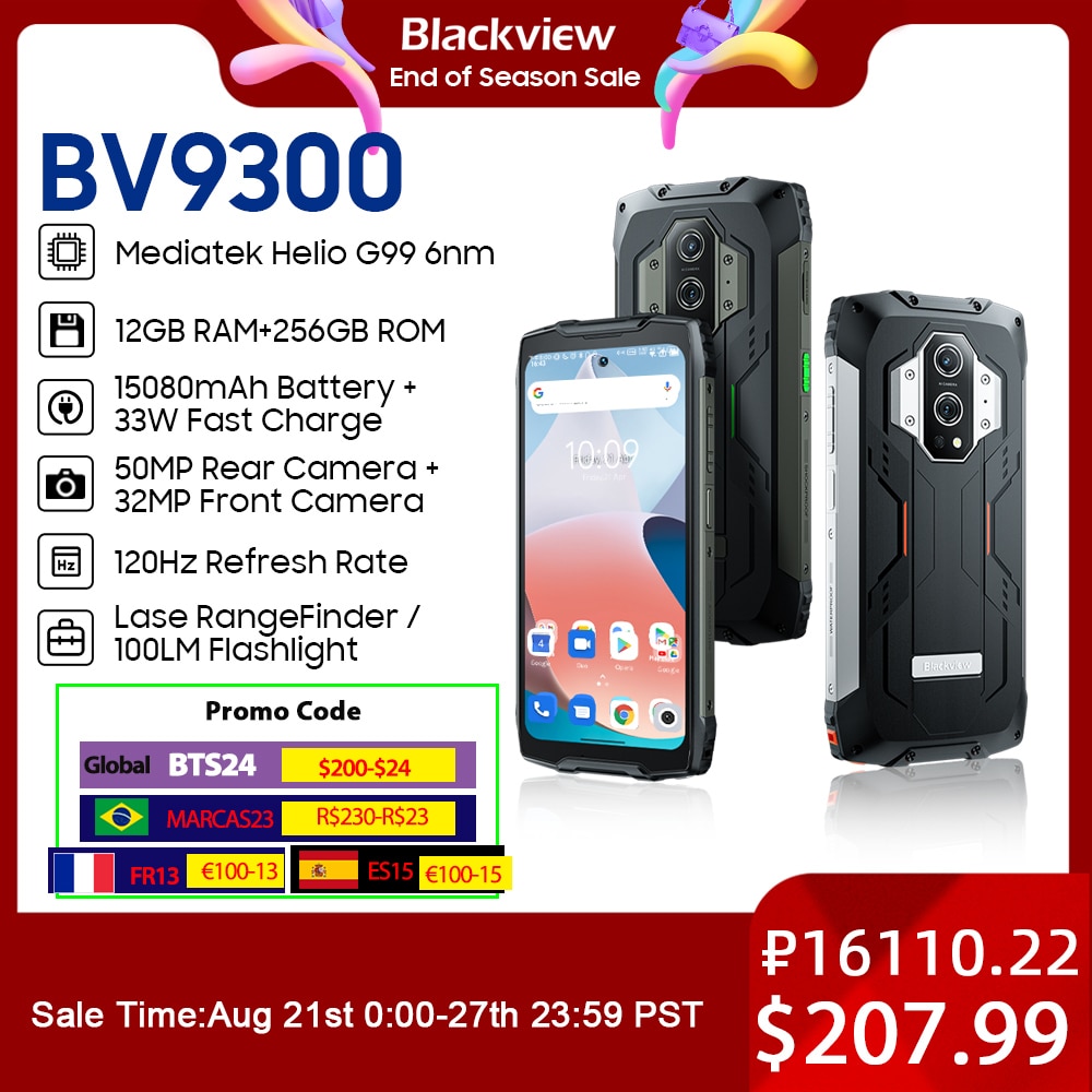 Blackview BV9300 Rugged Smartphone 15080mAh 21GB+256GB/1TB Android 12 2.3K  120Hz